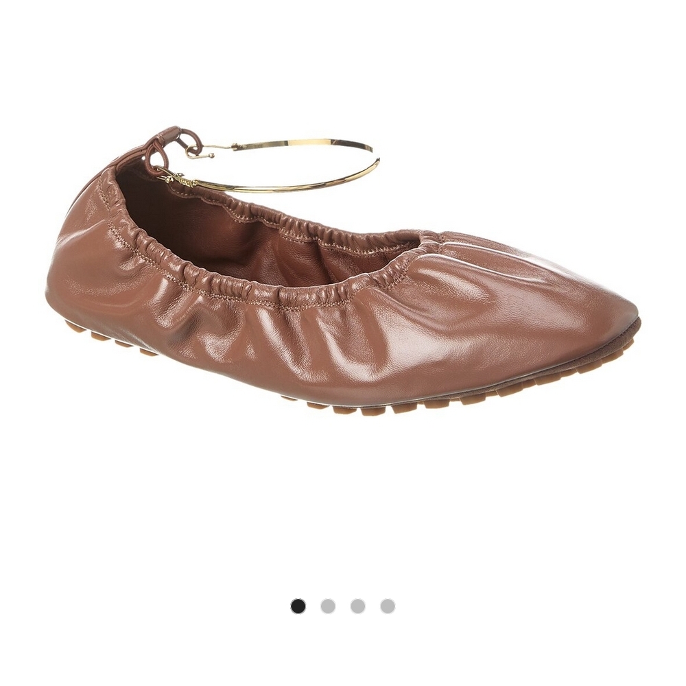 Fendi filo leather ballerina tan Ankle Strap.